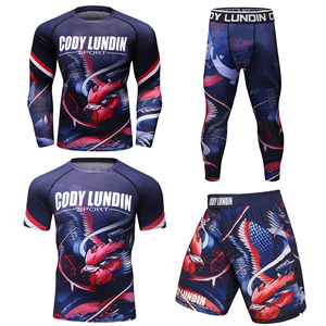 เสื้อกีฬาเท่ๆสำหรับผู้ชายพิมพ์ลายระเหิด Jiu Jitsu GI rashguard UPF 50 + เสื้อขี่จักรยานวิ่งรัดรูปรอยสักชุดกีฬาสำหรับเข้ายิม - Product Image 3