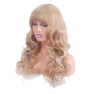 <span class=keywords><strong>Blonde</strong></span> Pruik Van Vrouwen Met Lang Krullend Haar. Trendy Kapsel Met Grote Golven. Fluffy Rose Net Pruik Hoofdband - Product Image 4