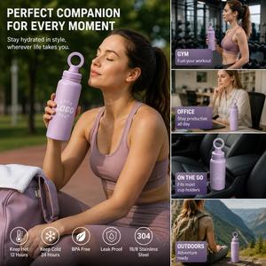 Custom Logo 22oz 32oz 40oz Stainless Steel Portable <b>Flask</b> <b>Insulated</b> Vacuum Sports Gym Water Bottle with Magnetic Ring Lid - Product Image 2