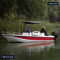 Bateau de pêche hors-bord CE 4,3 m en FRP, console centrale, coque en V à 14 degrés, 60 CV max, 4 personnes, 40 L de carburant, pour la pêche en mer, en rivière, en lac, en baie