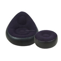 Fauteuil Gonflable de Camping Extérieur avec Pompe et Repose-Pieds, Canapé Gonflable Floqué pour Salon, Mobilier de Salon Gonflable