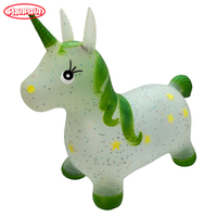 Nuevo Caballo Inflable de Juguete con Lentejuelas de Colores Transparentes, Caballo Saltador Unicornio, para Niños, Caballo de Cuero Grueso para Montar