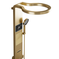 Système de douche multifonctionnel en aluminium doré pour villa, avec affichage LED, eau chaude et froide, design moderne pour salle de bain