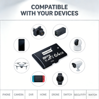 Carte mémoire pour appareil photo, carte SD Innodisk 3TE4 64 Go, carte SD industrielle U3, plastique noir