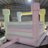 Trampolin bertema pelangi terlaris, rumah pantul anak-anak, trampolin pernikahan