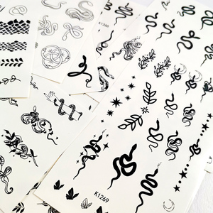 Tatuajes Temporales al por Mayor de Serpiente <span class=keywords><strong>Negra</strong></span> Pequeña para Dedos y Nudillos, Pegatinas Impermeables de Flores para Cuerpo, Cara y Manos para Mujeres, Festivales y Uso Diario - Product Image 5