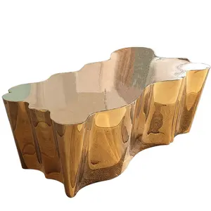 Paslanmaz çelik altın oturma odası mobilya modern ağaç gövdesi tarzı sehpa