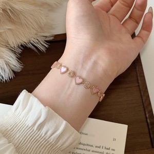 Pink Heart <b>Crystal</b> Chain <b>Bracelet</b> Women's Adjustable Fashion Jewelry Gift - Product Image 2
