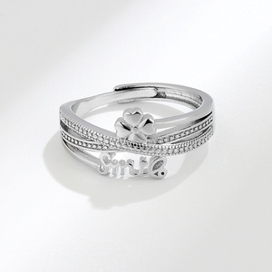 Multi Layer Cross Criss <b>Adjustable</b> <b>Ring</b> Pave Set Zircon Copper White Gold Plated Tarnish Free Waterproof Jewelry For Women - Product Image 4
