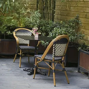 Meuble de café, chaise d'extérieur en rotin, design Vintage, en Aluminium, pour restaurant et bistrot