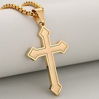 Collier pendentif flèche tendance pour homme en acier inoxydable avec chaîne maille forçat plaqué or 18 carats