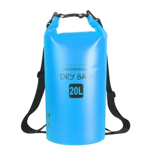 Mochila impermeável para esportes aquáticos, saco de 20L com fecho de rolo de alta qualidade em PVC marinho, pacote oceânico