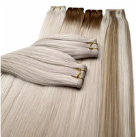 Rambut Virgin Remy Cina Double Drawn Flat Weft Silky Straight Warna Coklat Tua Hitam Harga Grosir Pabrik Pesanan Massal