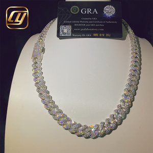 Hip Hop Jewelry 12MM VVS Moissanite Diamond Pass Diamond Tester Sterling Silver 925 Hip Hop <b>Iced</b> <b>Out</b> Cuban Link <b>Chain</b> Necklace - Product Image 3