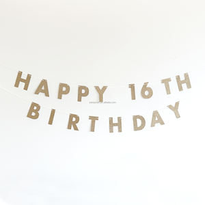 Gras pré-enfilé or paillettes 16e anniversaire fête bannière joyeux anniversaire garçons et filles décorations pour les occasions de mariée - Product Image 2