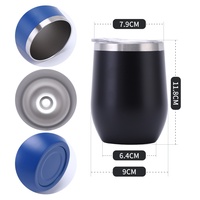 Gobelets isothermes en acier inoxydable à double paroi, revêtement poudré sans BPA, 12 oz, avec logo personnalisé, pour vin et eau, stock disponible