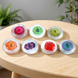 ชุดจักระแกะสลักเซเลไนท์เรกิชุดคริสตัลโรซรินธีมความรัก - Product Image 1