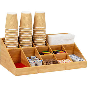 Bamboo Coffee <b>Condiments</b> Organizer Storage <b>Tray</b> Multilayer Serving <b>Tray</b> Cup Holder Napkin Dispenser for Kitchen Counter - Product Image 2
