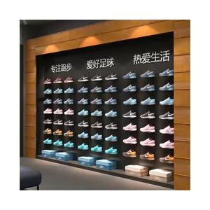 Estante de exhibición deportivo de diseño libre, tienda de zapatos deportivos para hombres, estante de pared de exhibición de diseño interior