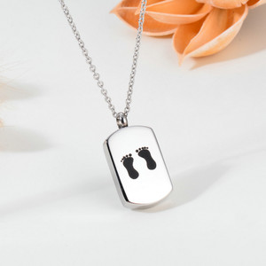 Pendentif en métal à motif de pied de mode rectangulaire en acier inoxydable <span class=keywords><strong>pour</strong></span> commémorer les êtres chers collier de bijoux d'urne <span class=keywords><strong>pour</strong></span> animaux de compagnie - Product Image 2