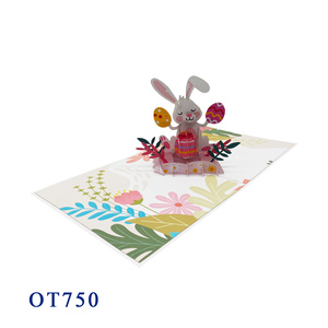 Artisanat découpé au laser du Vietnam, impression offset, carte pop-up 3D lapin Pâques tendance, cadeaux best-sellers, design personnalisé - Product Image 4