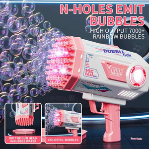 Juguete clásico para niños, pistola de burbujas eléctrica para exteriores con 125 agujeros, luces de fiesta, fabricante automático de burbujas, regalo para niños - Product Image 6