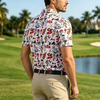 Chemise de golf pour homme en tricot à imprimé crâne personnalisé, séchage rapide, évacuation de l'humidité, respirante, manches courtes, col, haute performance, haut de gamme