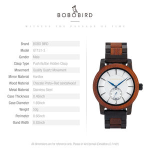 고급 BOBO BIRD Dropshipping 개인화 된 럭셔리 브랜드 맞춤형 브랜드 시계 로고 석영 심천 공장 Oem 목재 시계 - Product Image 5