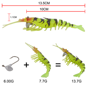 Leurre de pêche souple en plastique, fabrication chinoise, vente chaude, 135 mm, 13,7 g, leurre de pêche souple en forme de crevette avec hameçon - Product Image 2