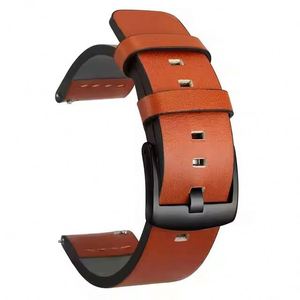 Bracelet de montre en cuir respirant 20mm/22mm, à dégagement rapide, en acier inoxydable, compatible avec Samsung, Galaxy, Huawei Watch GT - Product Image 1