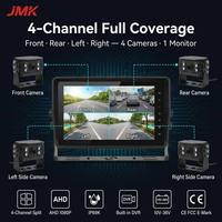 Cámara de Vigilancia para Camiones JMK, Grabadora DVR, Monitor Cuádruple de 10.1 Pulgadas, Luz de Sirena, Alarma de Punto Ciego BSD, Sistema de Visión Panorámica