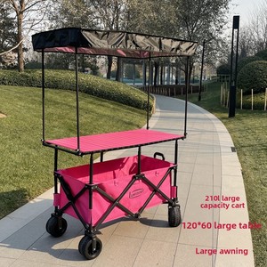 Carrito Plegable con Dimensiones <span class=keywords><strong>de</strong></span> 110x60x60 cm, Mesa Grande, Toldo, Capacidad <span class=keywords><strong>de</strong></span> Carga <span class=keywords><strong>de</strong></span> 200 kg, para <span class=keywords><strong>Camping</strong></span> y Servicio <span class=keywords><strong>de</strong></span> Comida - Product Image 2