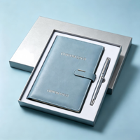 Ensemble de carnets de notes A5 en PU personnalisés en gros avec fermeture à bouton-pression métallique et impression de marque sur mesure pour le bureau