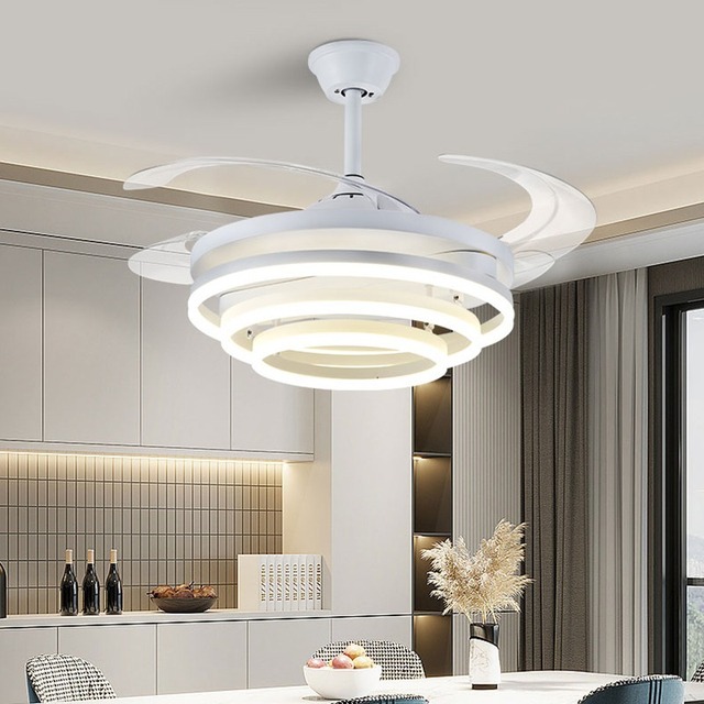 42-Inch Modern LED Ceiling Fan Smart Remote Control 220V Bldc Invisible Low Energy for Bluetooth Speaker 220V Bldc Invisible Low