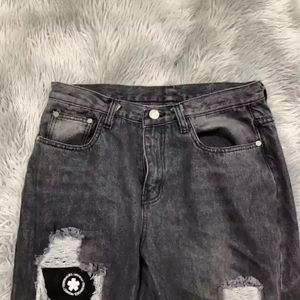 DENIMGUYS, pantalones vaqueros rasgados de talla grande para hombre, parche personalizado, estilo callejero Hip Hop, pantalones vaqueros desgastados holgados Vintage para hombre - Product Image 4