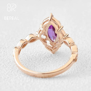 Anillos de Compromiso de Lujo con Corte Marquesa y Alejandrita de Laboratorio, Anillos de Boda Personalizados de Plata 925 con Moissanita VVS, Joyería Fina para Hombres y Mujeres - Product Image 2