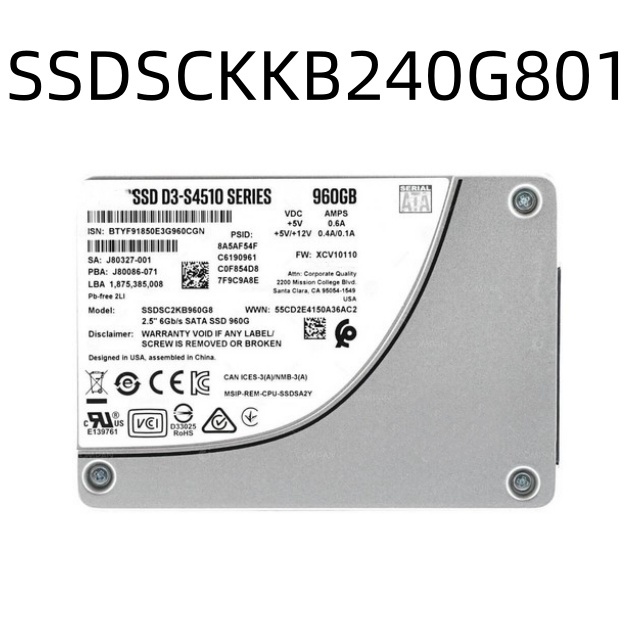 SSDSCKKB240G801 D3-S4510 Series 240GB M.2 80mm SATA 6Gb/s 3D2 TLC SSD