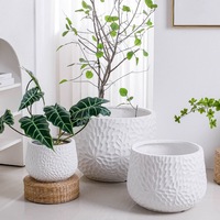 Jardinières en fibre de verre personnalisées minimalistes décoration de jardin Pot de fleur blanc grands Pots en argile de fibre mate de ciment