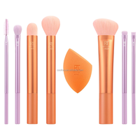 0089 Real Technique Kit de voyage 4-en-1 personnalisé pour maquillage naturel avec paillettes liquides, pinceaux et éponges, vente en gros avec logo