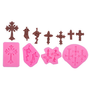 En gros 5pcs Sainte <span class=keywords><strong>Communion</strong></span> Croix Silicone moules Religieux Baptême moules <span class=keywords><strong>pour</strong></span> la cuisson Gâteau Fondant Chocolat DIY Outils - Product Image 2