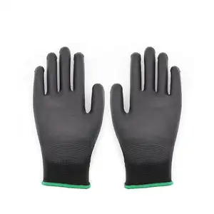 Guantes de jardinería recubiertos de PU guantes de goma industriales a granel guantes personalizados ESD negros con logotipo
