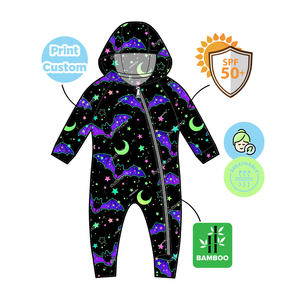 Buttery yumuşak bambu viskon upf50artı güneş güvenli koruyucu kaput nem esneklik 2 yollu fermuar kolay değişim Romper - Product Image 6