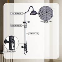 Système de douche mural classique à 3 fonctions, ensemble de douche pluie en laiton noir pour hôtel