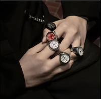 Montres à quartz unisexes avec cadran en cristal, boîtier en alliage, style business/dessin animé, tendance, pour les fêtes, véritable bague de doigt, bijoux cadeau pour les couples