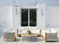 2025 personnalisé moderne teck extérieur canapé ensemble luxe Villa hôtels Patio jardin meubles bois corde pour salon chambre