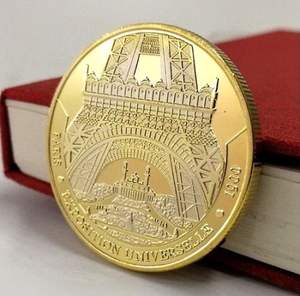 3D France <span class=keywords><strong>Eiffel</strong></span> <span class=keywords><strong>Tour</strong></span> Paris gettone gettone in metallo placcato argento torre <span class=keywords><strong>Eiffel</strong></span> moneta - Product Image 4