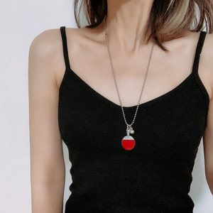 Recuerdo de Fiesta, Elegante Collar con Colgante de Pelota de Tenis de Mesa Roja, Romántico y Moderno, Collar con Colgante de Raqueta de Ping-pong - Product Image 6