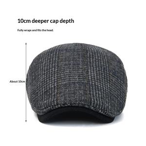Topi Ivy Pria Motif Kotak-kotak Musim Gugur Musim Dingin Gaya Inggris, Topi Ivy Wol Campuran Hangat untuk Pria - Product Image 4