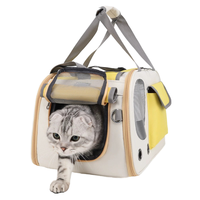 Sac à dos de transport pour animaux de compagnie (chats, chiens) en polyester Oxford souple, extensible, carré, avec fenêtre en maille, style classique et luxueux, idéal pour vélo