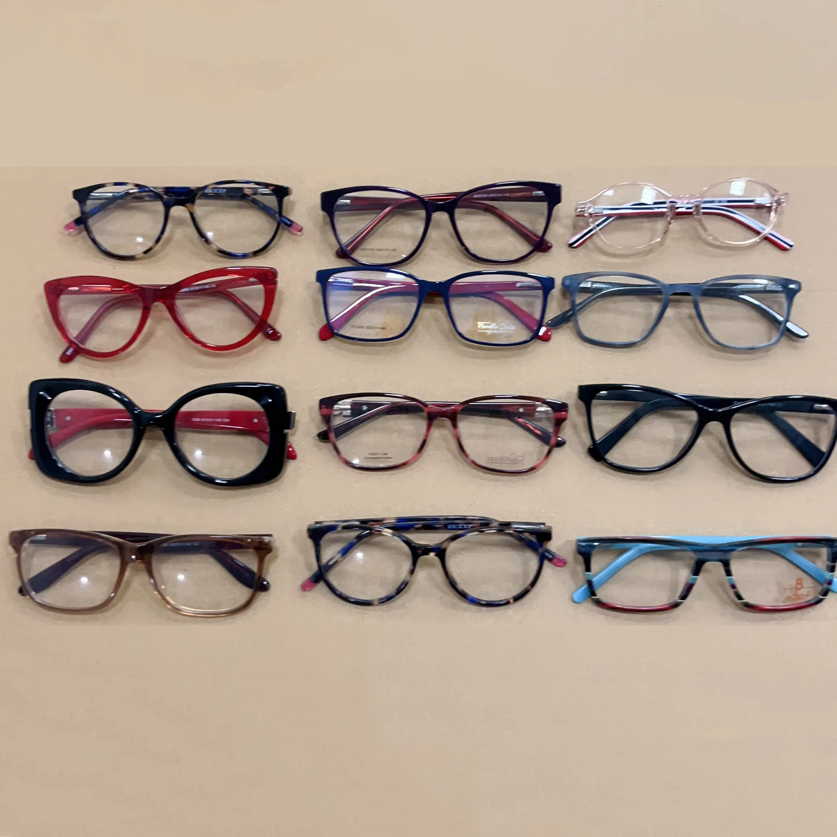Promosi aneka stok kacamata model campuran dan warna bingkai kacamata optik asetat